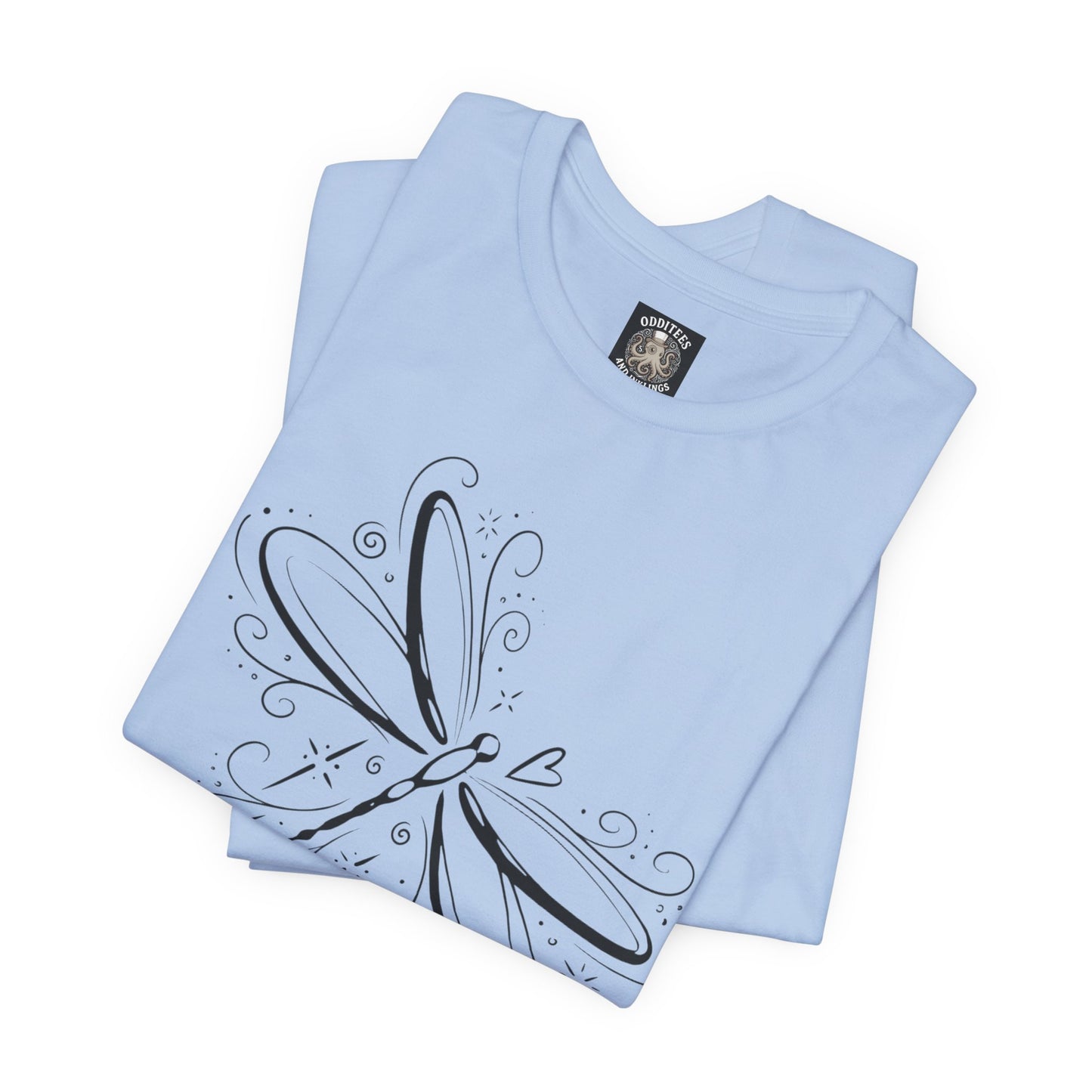 Dragonfly Line Art T-Shirt — Elegant Minimal Nature Tee