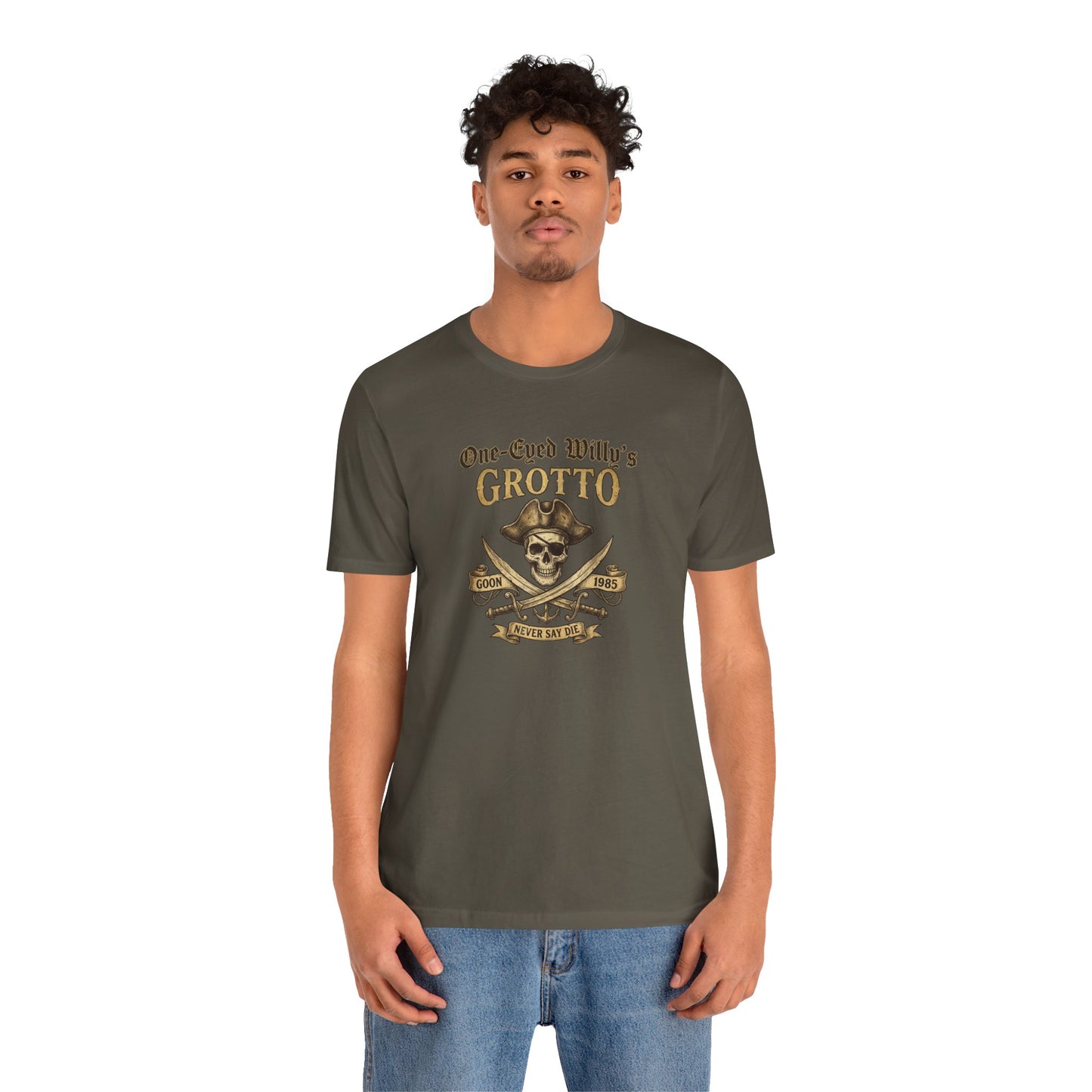 One-Eyed Willy's Grotto Pirate Skull T-Shirt — 80's Treasure Map Tee