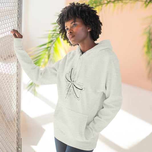 Dragonfly Minimalist Hoodie — Subtle Line Art Fleece Pullover
