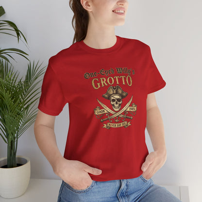 One-Eyed Willy's Grotto Pirate Skull T-Shirt — 80's Treasure Map Tee