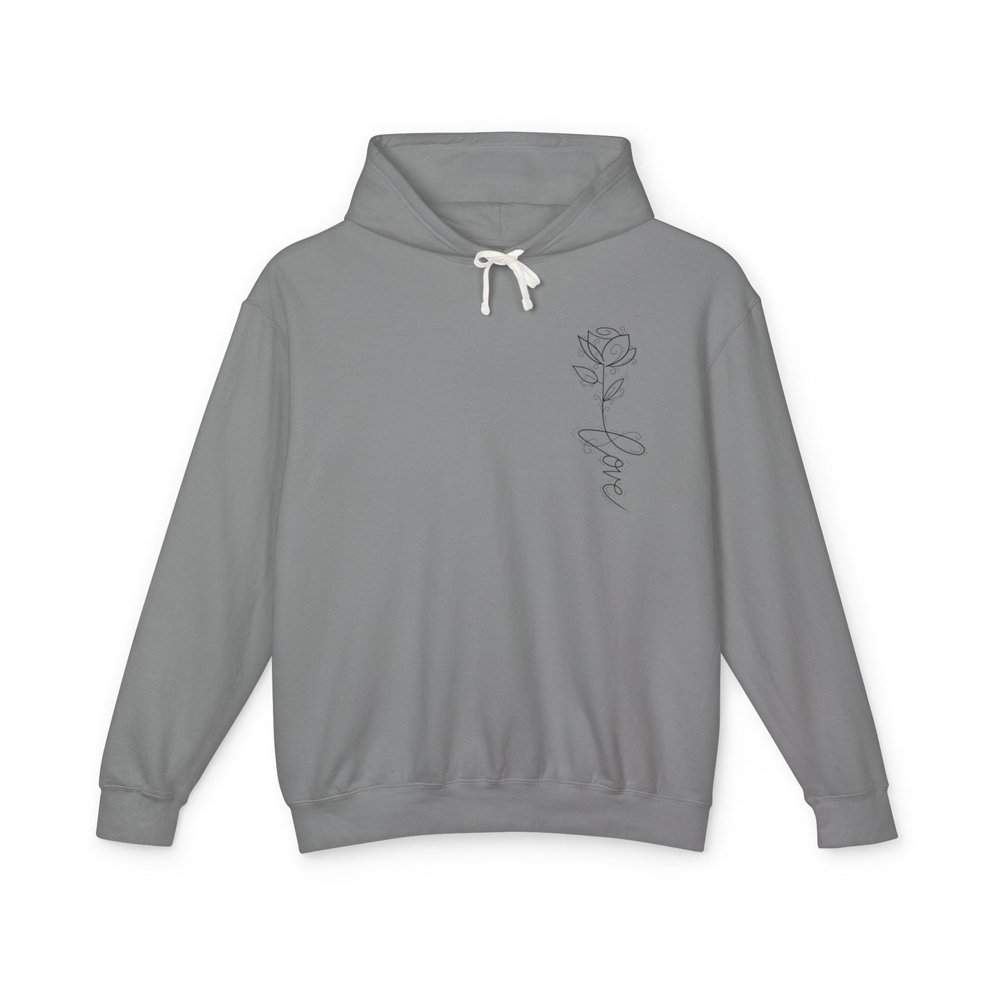 Love Floral Hoodie — Minimal Line Rose Hooded Sweatshirt