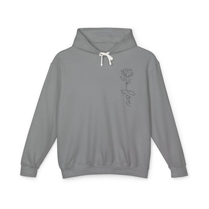 Love Floral Hoodie — Minimal Line Rose Hooded Sweatshirt