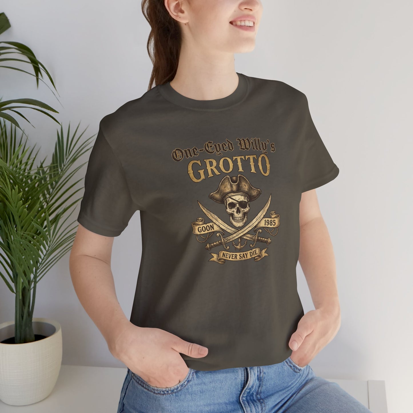 One-Eyed Willy's Grotto Pirate Skull T-Shirt — 80's Treasure Map Tee