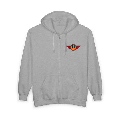 Rebel Wings Zip Hoodie — Vintage Pilot Emblem Full‑Zip Hoodie