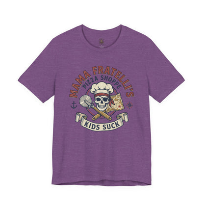 Kids Suck Pizza Tee — Mama Fratelli’s Pizza Shoppe Skull Graphic T-Shirt
