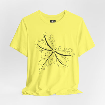 Dragonfly Line Art T-Shirt — Elegant Minimal Nature Tee