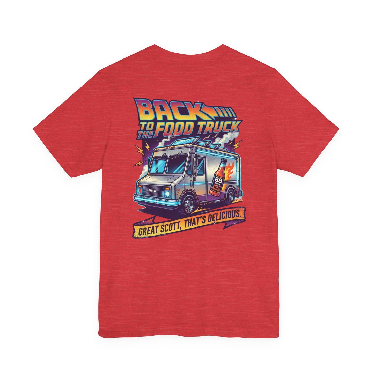 Back to the Food Truck Future Tee — 88mph Hot Sauce 80's Food Truck Graphic T-Shirt