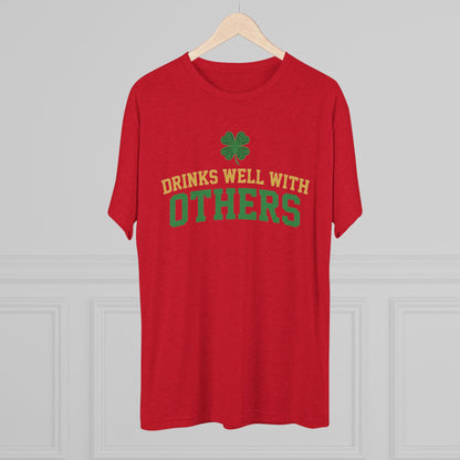 St. Patrick's Day 'Drinks Well With Others' Crew Tee — Shamrock Pub Party Shirt OddInk Seasonal Designs