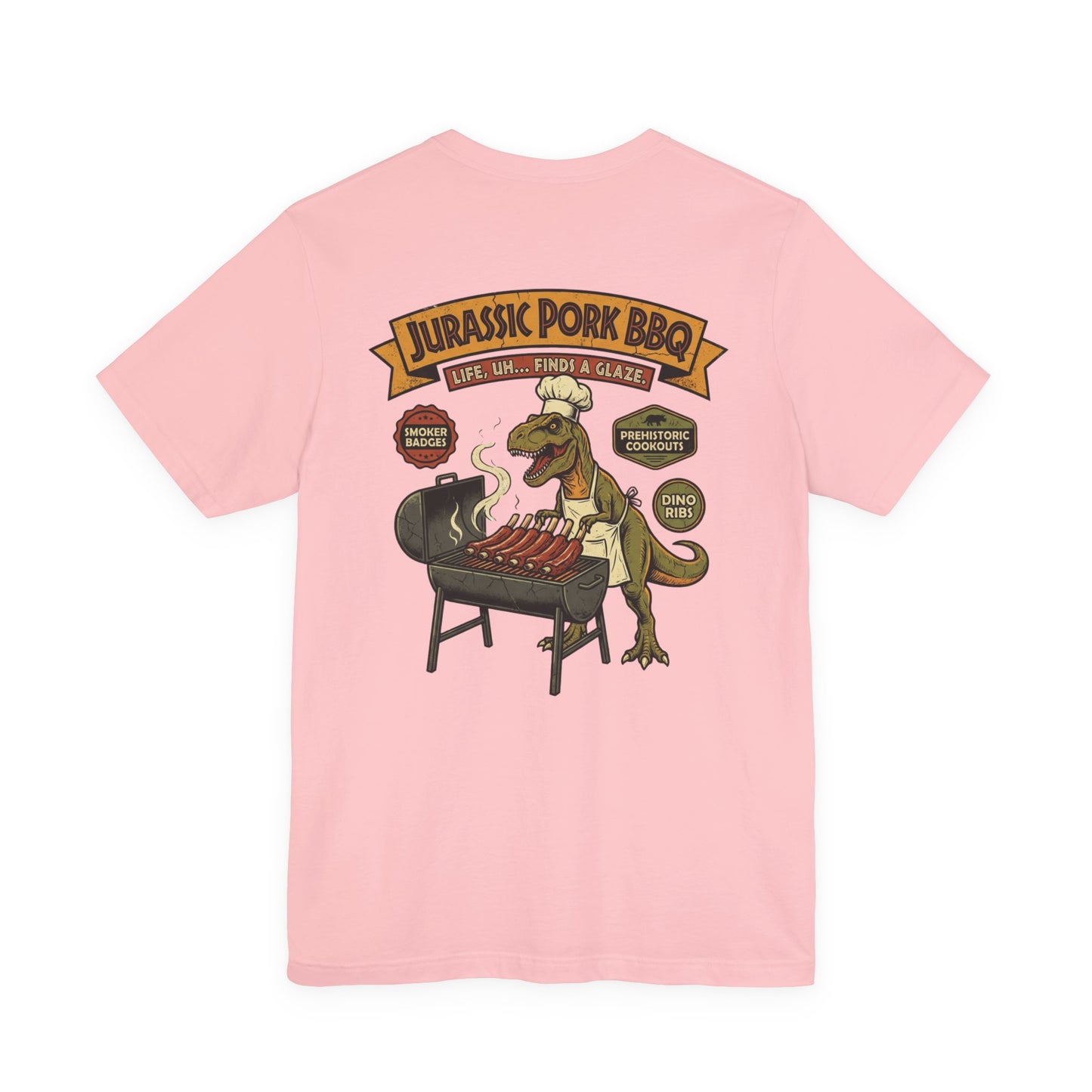 Jurassic Pork BBQ T-Shirt — Funny Dino Grilling Tee ("Jurassic Pork BBQ")