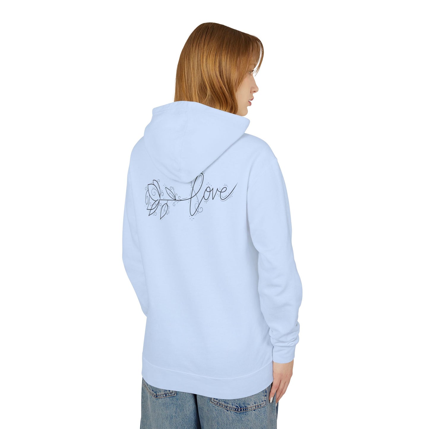 Love Floral Hoodie — Minimal Line Rose Hooded Sweatshirt