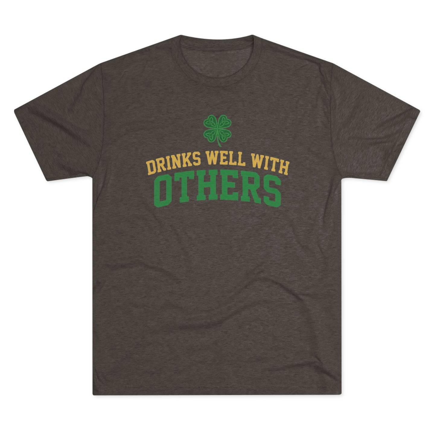 St. Patrick's Day 'Drinks Well With Others' Crew Tee — Shamrock Pub Party Shirt OddInk Seasonal Designs
