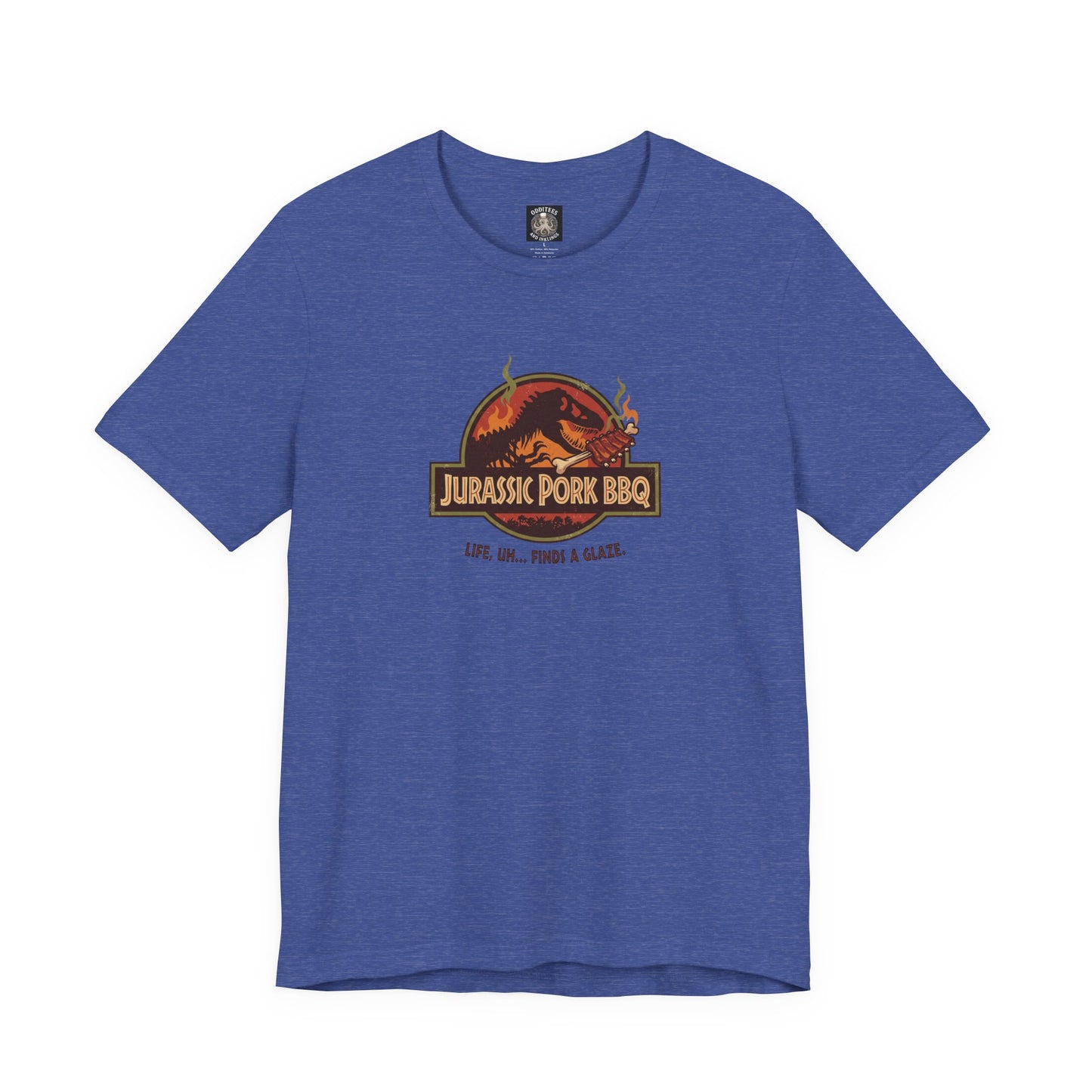 Jurassic Pork BBQ T-Shirt — Funny Dino Grilling Tee ("Jurassic Pork BBQ")