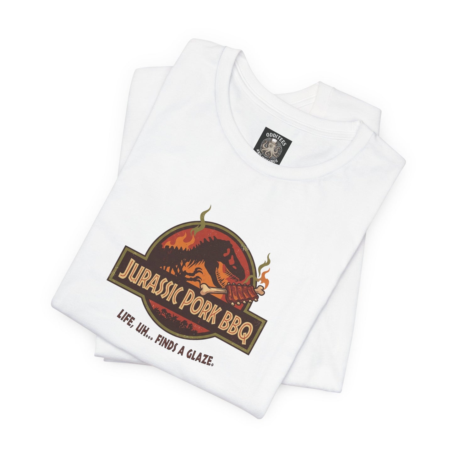 Jurassic Pork BBQ T-Shirt — Funny Dino Grilling Tee ("Jurassic Pork BBQ")