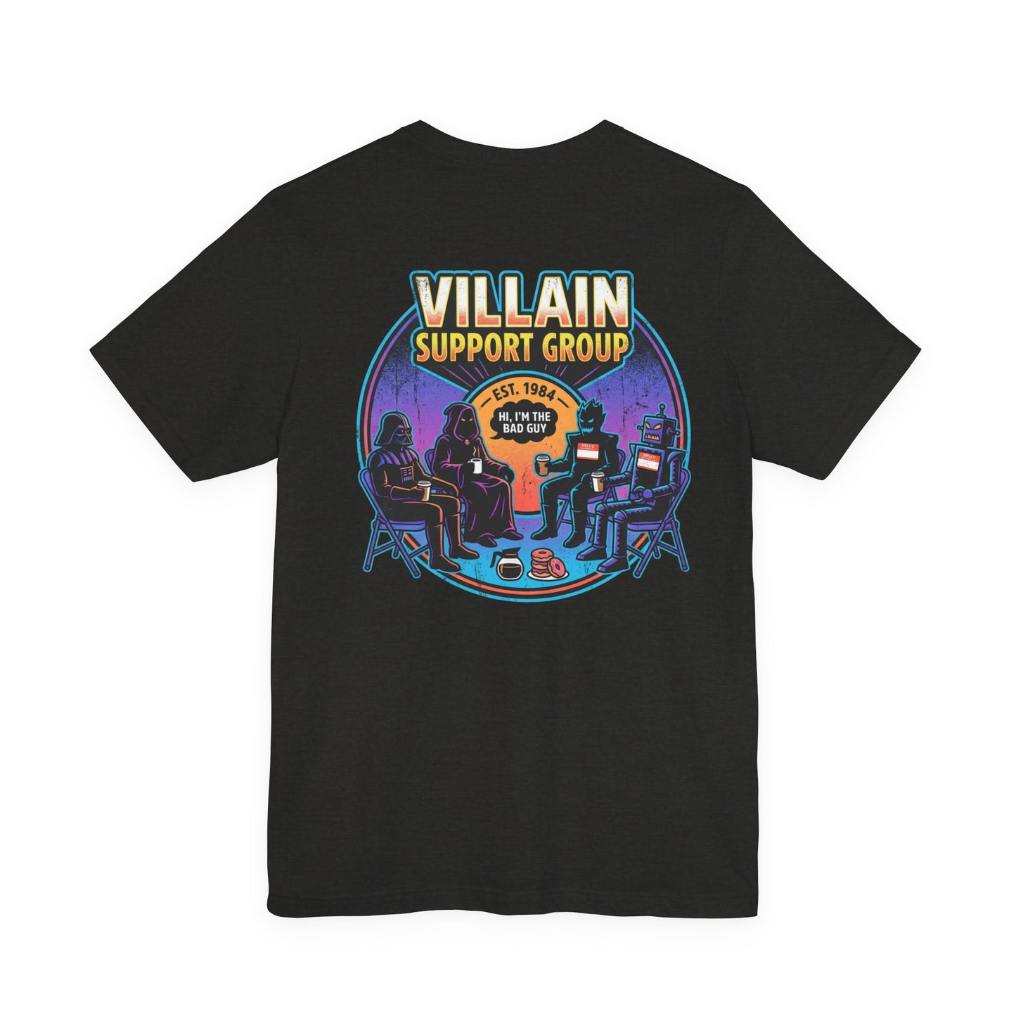Villain Support Group T-Shirt — Funny Retro Supervillain Meetup Tee