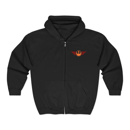 Rebel Wings Zip Hoodie — Vintage Pilot Emblem Full‑Zip Hoodie