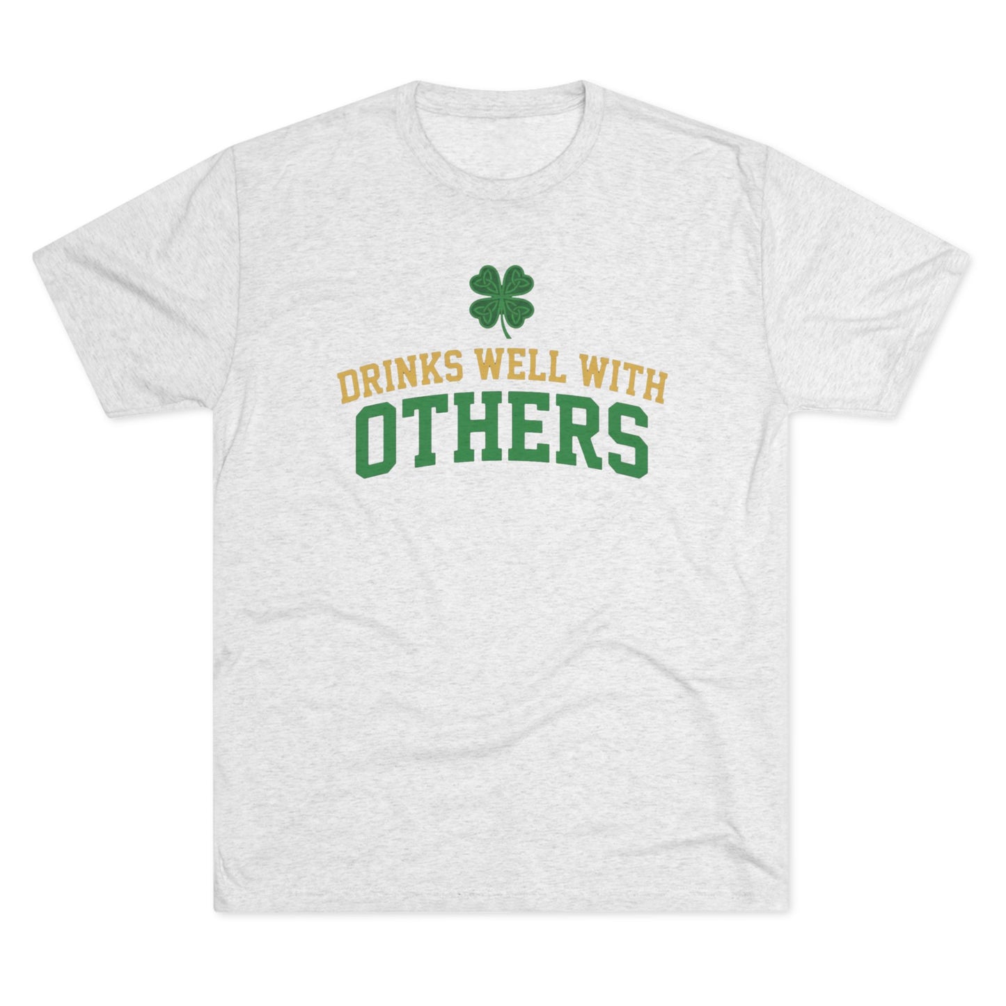 St. Patrick's Day 'Drinks Well With Others' Crew Tee — Shamrock Pub Party Shirt OddInk Seasonal Designs