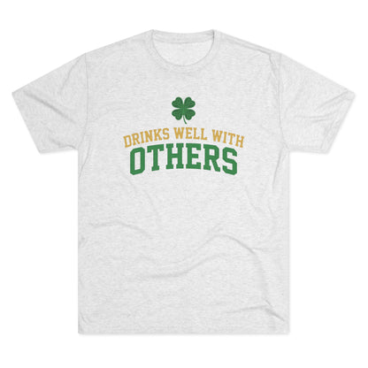 St. Patrick's Day 'Drinks Well With Others' Crew Tee — Shamrock Pub Party Shirt OddInk Seasonal Designs