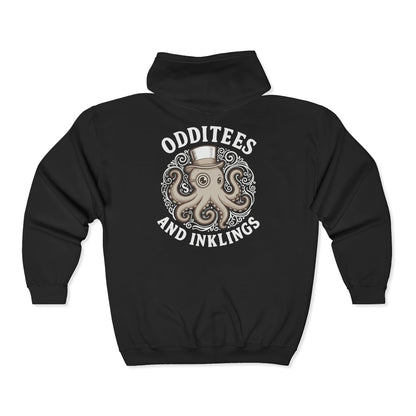 Octopus Zip Hoodie — “Odditees and Inklings” Graphic Full‑Zip Sweatshirt