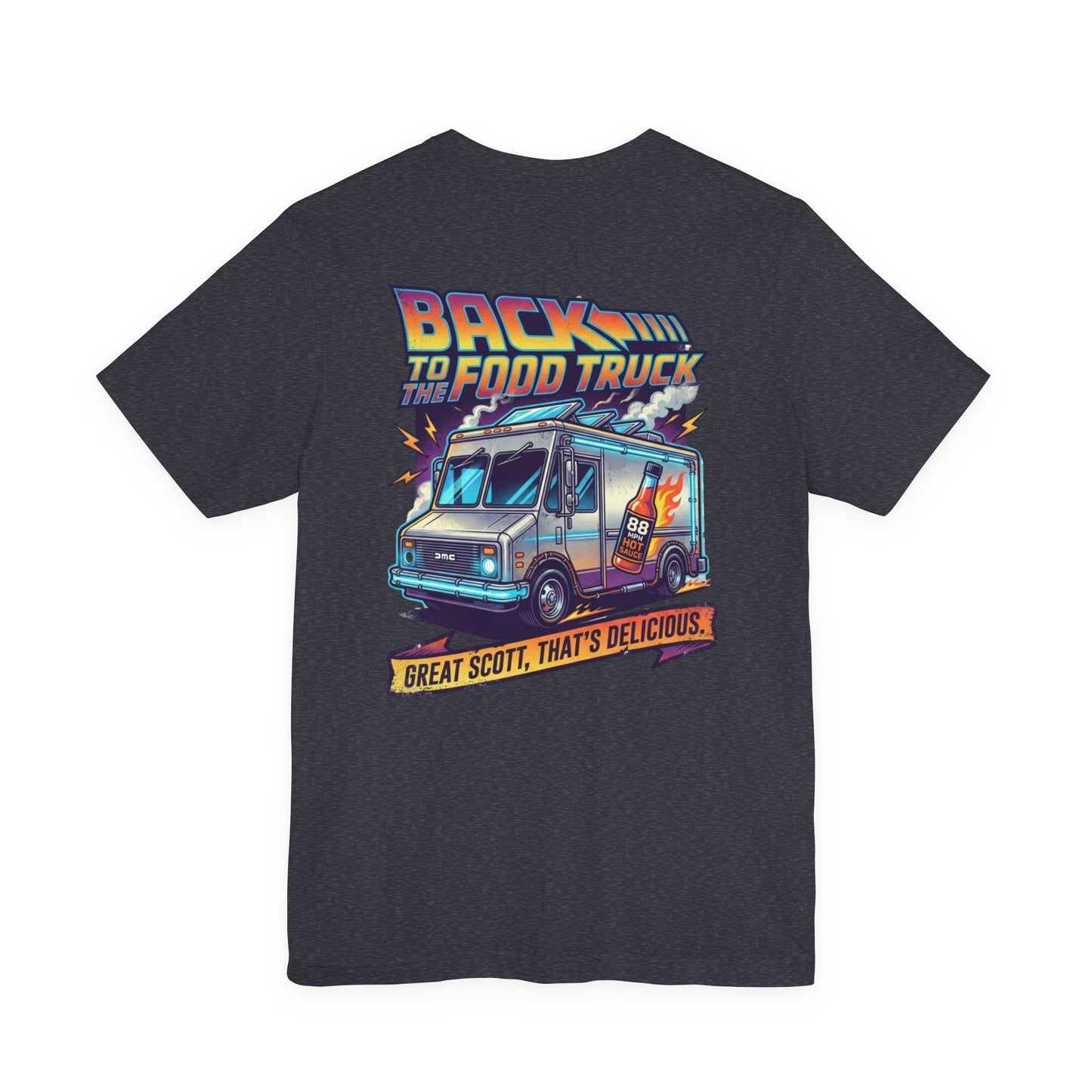 Back to the Food Truck Future Tee — 88mph Hot Sauce 80's Food Truck Graphic T-Shirt