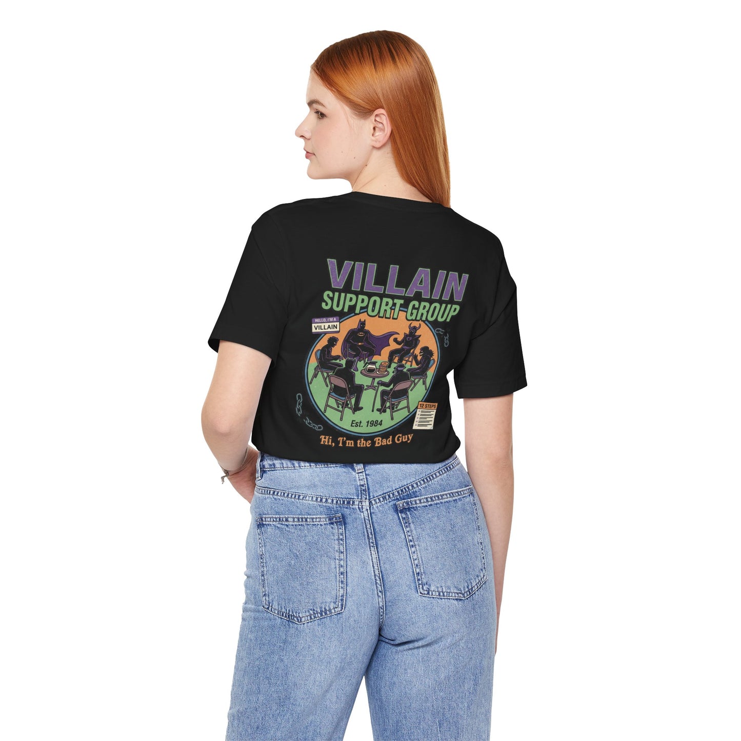 Villain Support Group Tee — Funny Supervillain Graphic T-Shirt