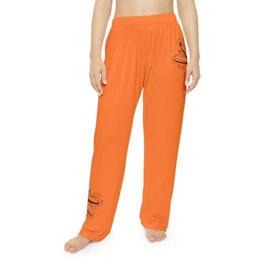Butterfly Women's Loungewear Pajama Bottoms - Orange Pop