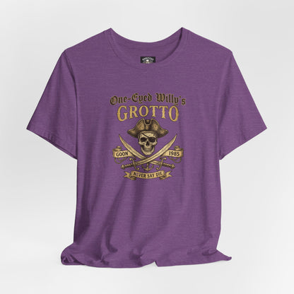 One-Eyed Willy's Grotto Pirate Skull T-Shirt — 80's Treasure Map Tee