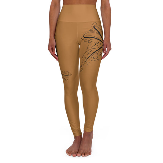 Dragonfly High-Waist Yoga Leggings - Iced Coffee
