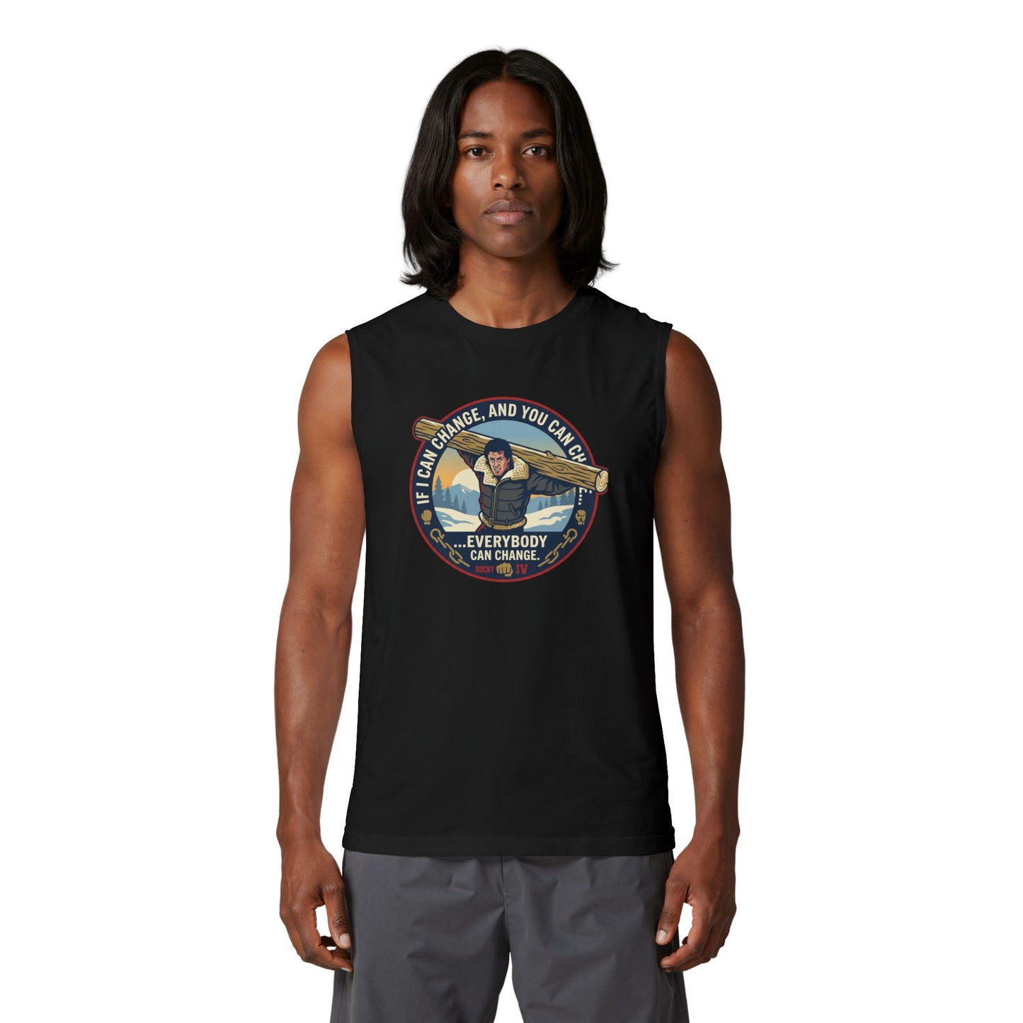 "Everybody Can Change" Underdog Montage Lifting Tank — Retro 90's Boxing Champ Muscle Tank