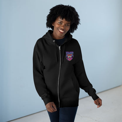 Villain Support Group Zip Hoodie — Retro Comic Supervillain Graphic