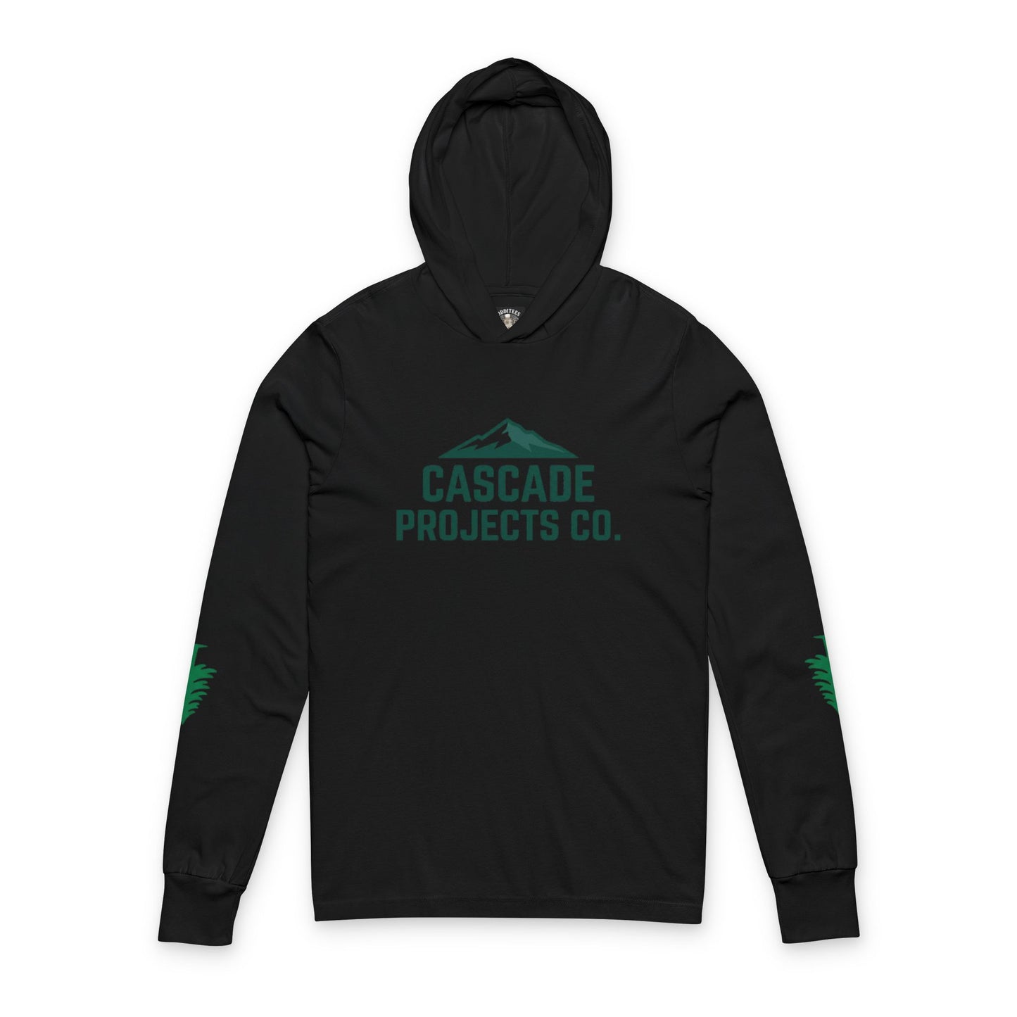 Hooded Long Sleeve Tee — Cascade Projects Co. Mountain & Tree Logo