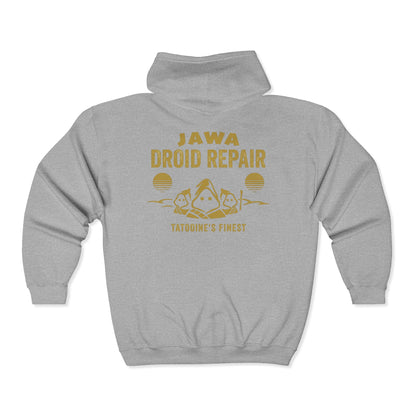 Jawa Droid Repair Full-Zip Hoodie — Tatooine's Finest Star Wars Inspired Zip Sweatshirt