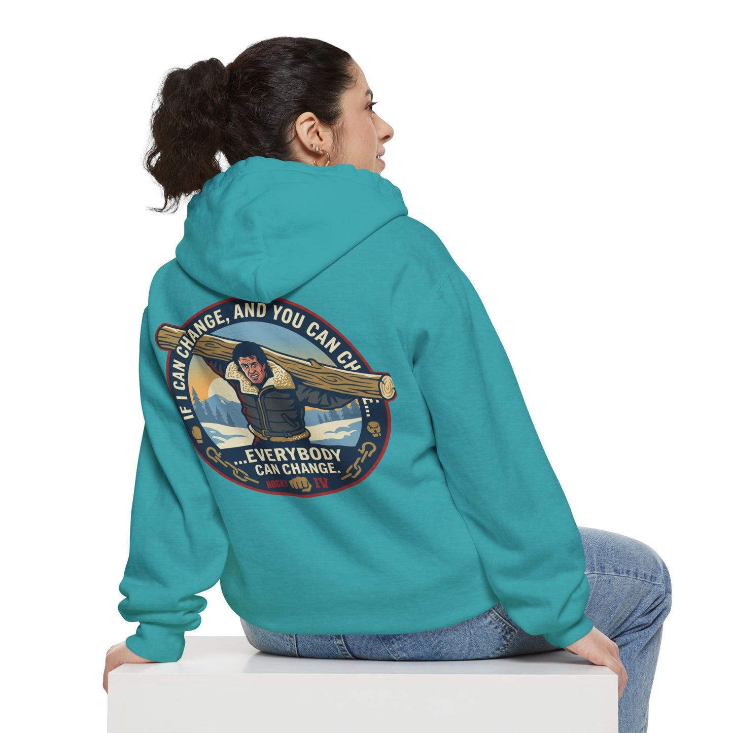 "Everybody Can Change" Underdog Montage Training Hoodie — 90's Retro Boxing Champ Inspiration Hoodie