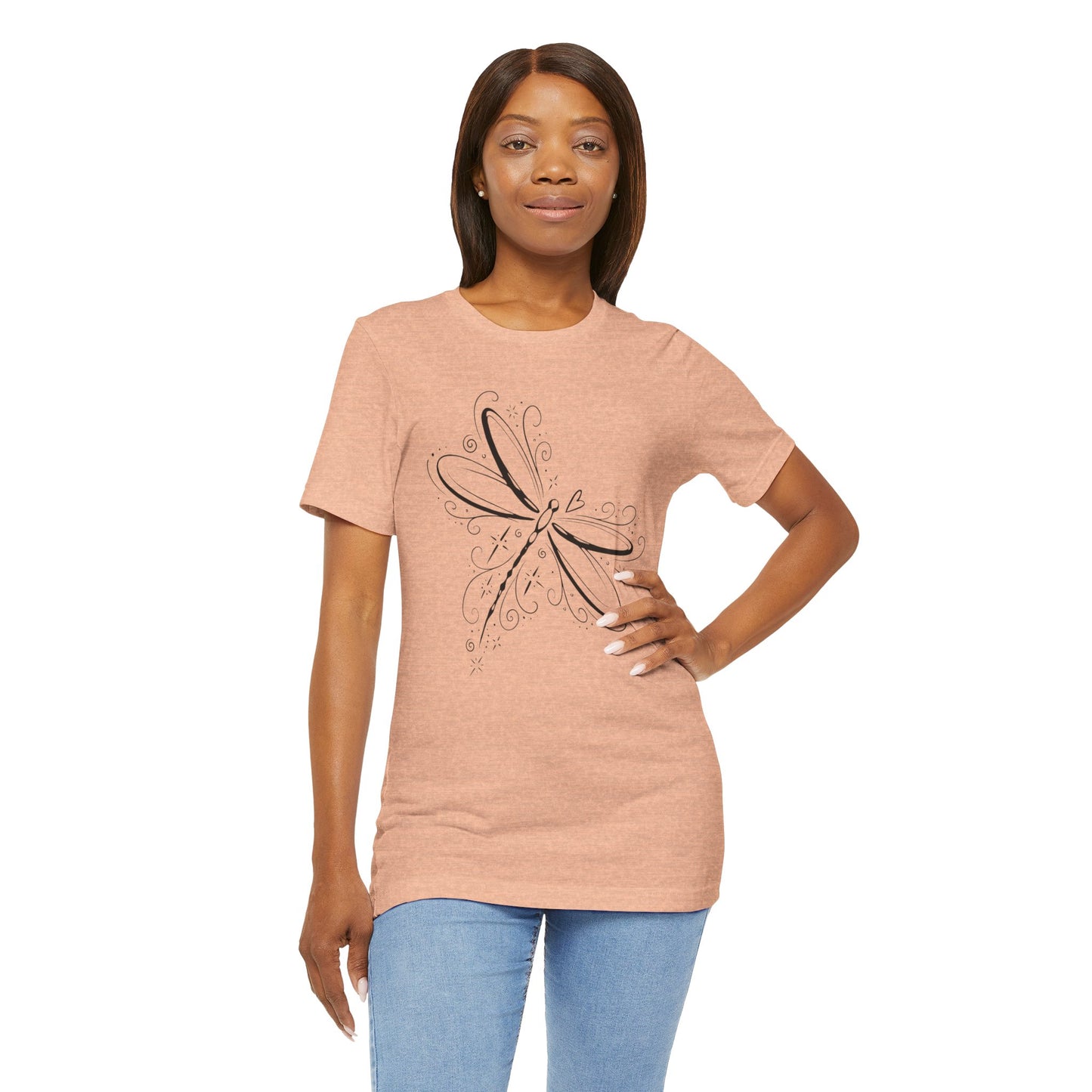 Dragonfly Line Art T-Shirt — Elegant Minimal Nature Tee