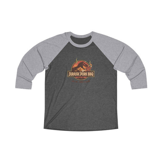 Jurassic Pork BBQ - Raglan Baseball Tee — "BBQ Chef Shirt"