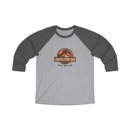 Jurassic Pork BBQ - Raglan Baseball Tee — "BBQ Chef Shirt"