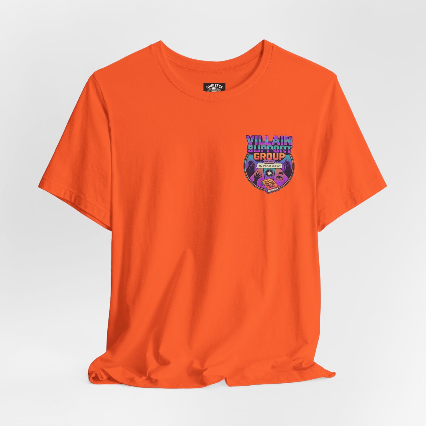 Villain Support Group T-Shirt — Funny Retro Supervillain Meetup Tee