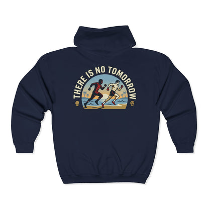 "There Is No Tomorrow" Underdog Montage Full- Zip Hoodie - Retro Fitness Training Full-Zip Sweatshirt