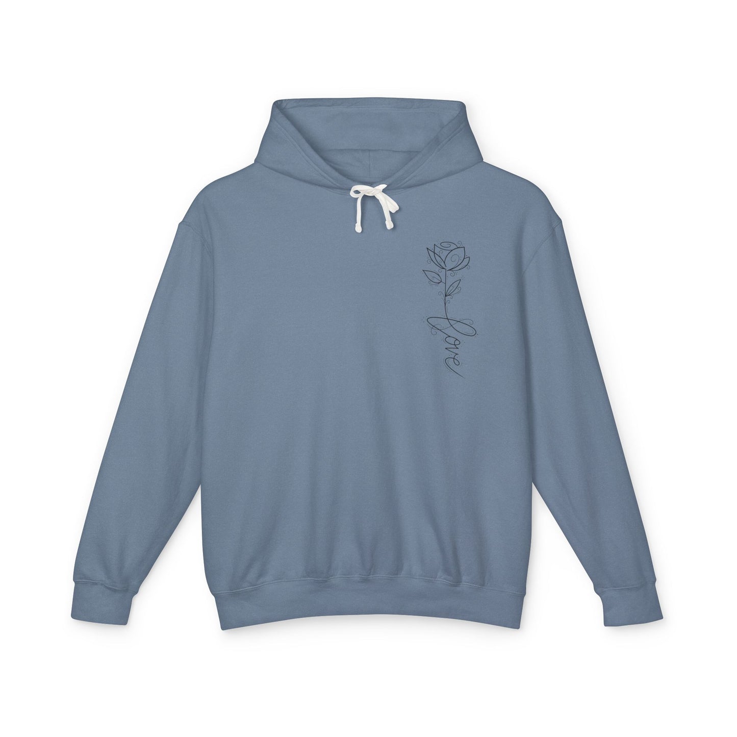 Love Floral Hoodie — Minimal Line Rose Hooded Sweatshirt