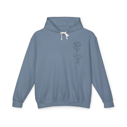 Love Floral Hoodie — Minimal Line Rose Hooded Sweatshirt