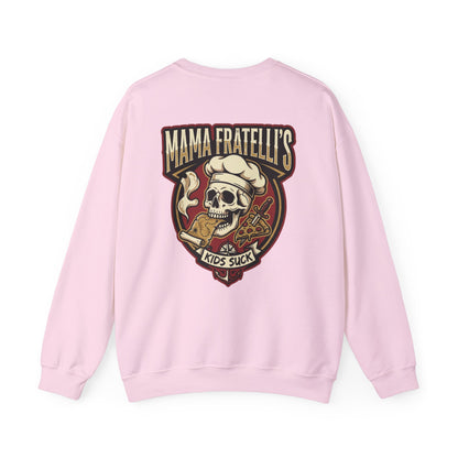 Mama Fratelli's Pizza Shoppe "By the Slice" Crewneck Sweatshirt - Kids Suck 80's Retro Graphic Crew