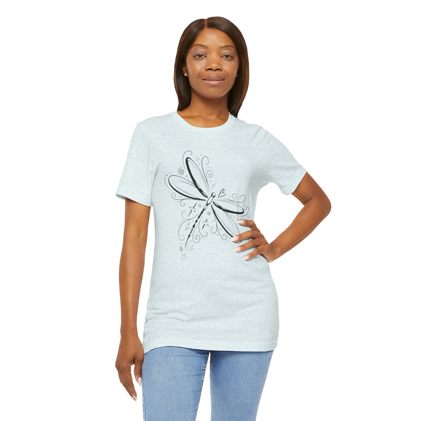 Dragonfly Line Art T-Shirt — Elegant Minimal Nature Tee