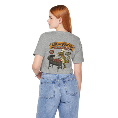 Jurassic Pork BBQ T-Shirt — Funny Dino Grilling Tee ("Jurassic Pork BBQ")
