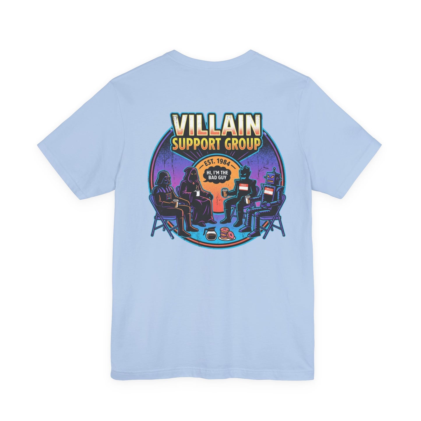 Villain Support Group T-Shirt — Funny Retro Supervillain Meetup Tee