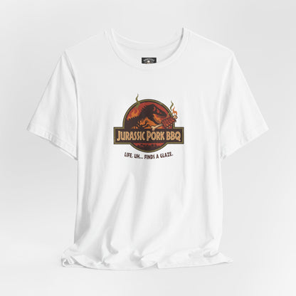 Jurassic Pork BBQ T-Shirt — Funny Dino Grilling Tee ("Jurassic Pork BBQ")