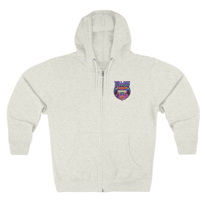 Villain Support Group Zip Hoodie — Retro Comic Supervillain Graphic