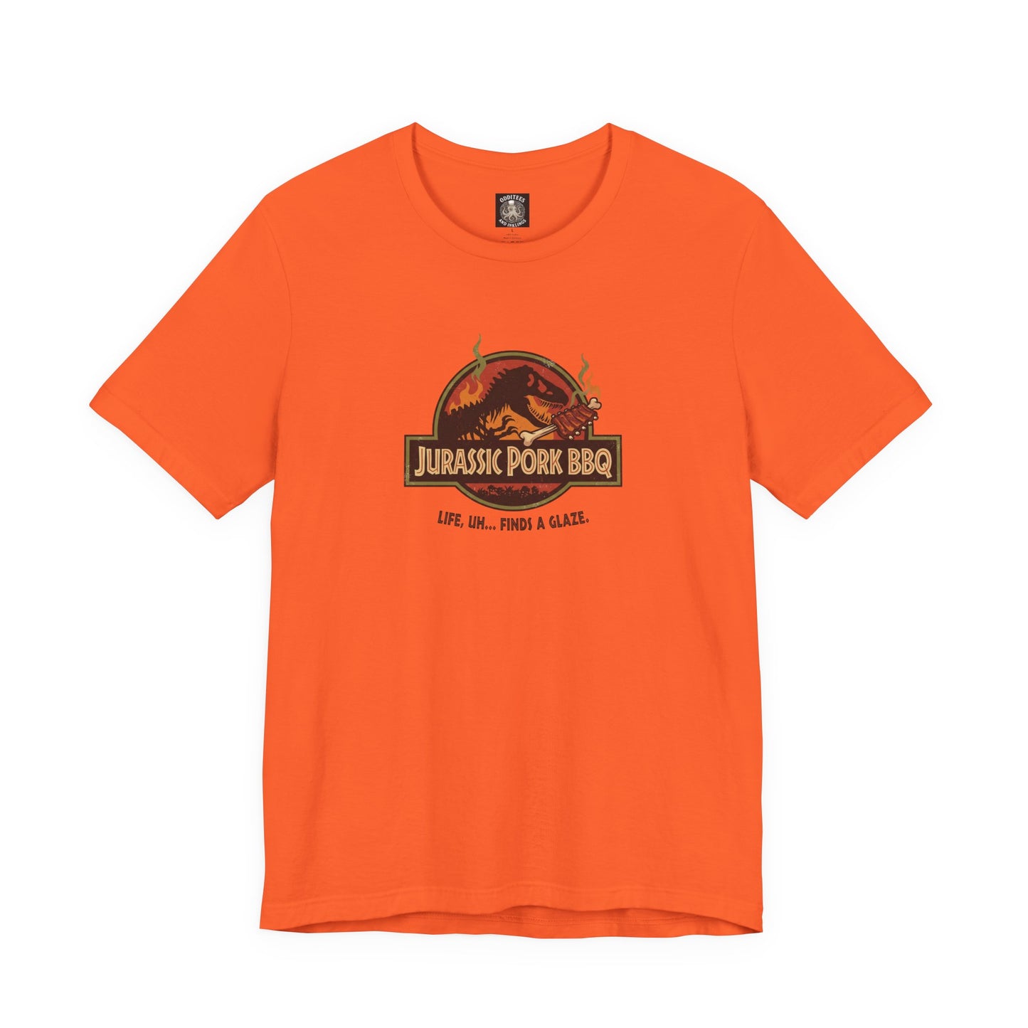 Jurassic Pork BBQ T-Shirt — Funny Dino Grilling Tee ("Jurassic Pork BBQ")
