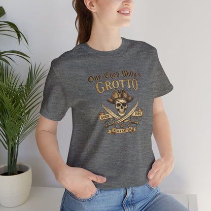 One-Eyed Willy's Grotto Pirate Skull T-Shirt — 80's Treasure Map Tee