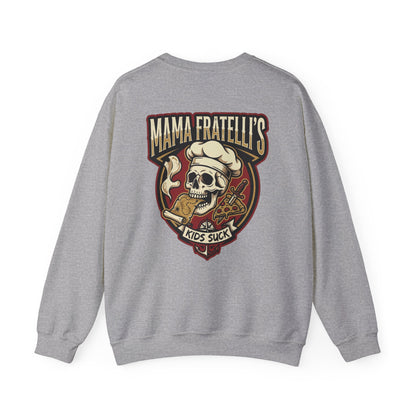 Mama Fratelli's Pizza Shoppe "By the Slice" Crewneck Sweatshirt - Kids Suck 80's Retro Graphic Crew