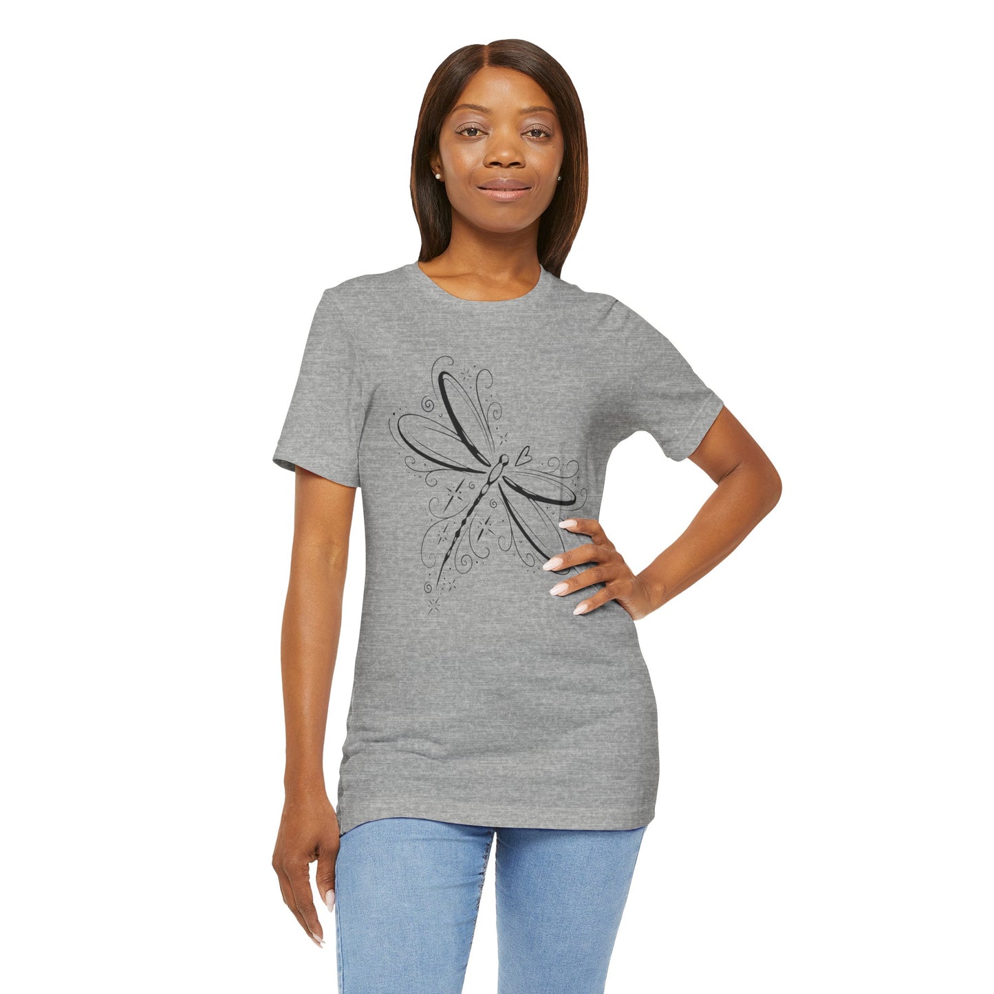 Dragonfly Line Art T-Shirt — Elegant Minimal Nature Tee