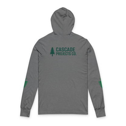 Hooded Long Sleeve Tee — Cascade Projects Co. Mountain & Tree Logo